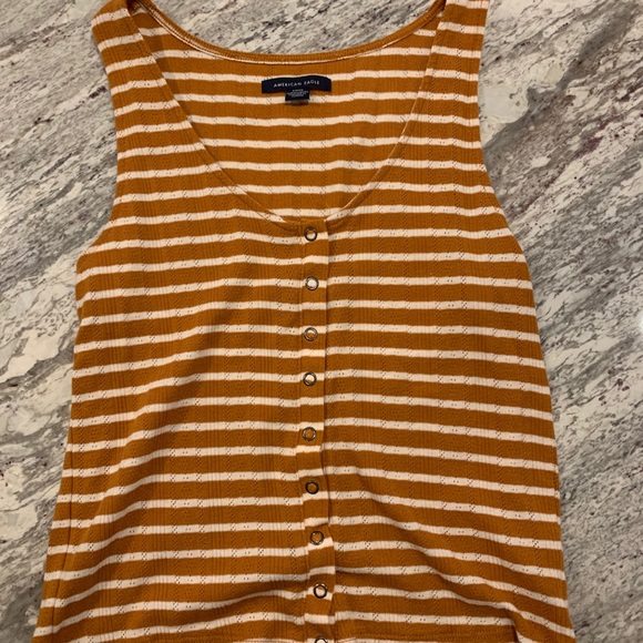 Brown and white button up tank top. - Picture 1 of 2